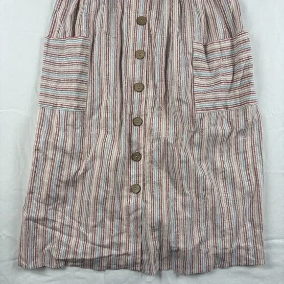 BeBop Spaghetti Strap Linen Button Front Pocketed Midi Dress Women's Size M Pink - Picture 4 of 12